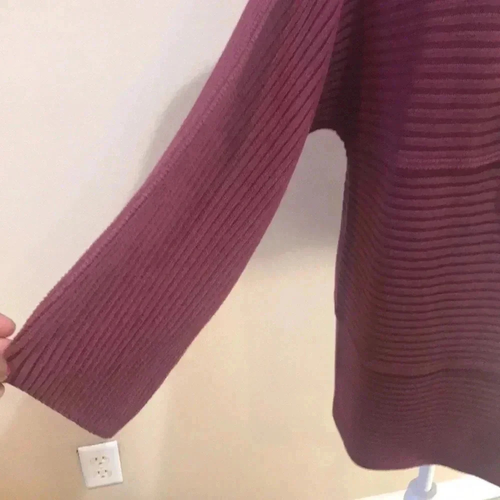 Modern Soul Lagenlook Burgundy Button Front Cotton Blend Cardigan Sweater-Size L - Picture 8 of 13